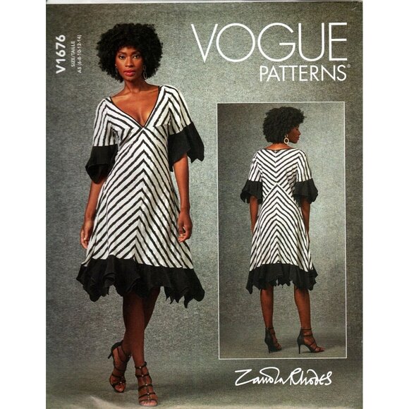 Vogue V1676 Misses 6 to 14 Zandra Rhodes Handkerchief Hem Dress Sewing Pattern - Picture 1 of 2